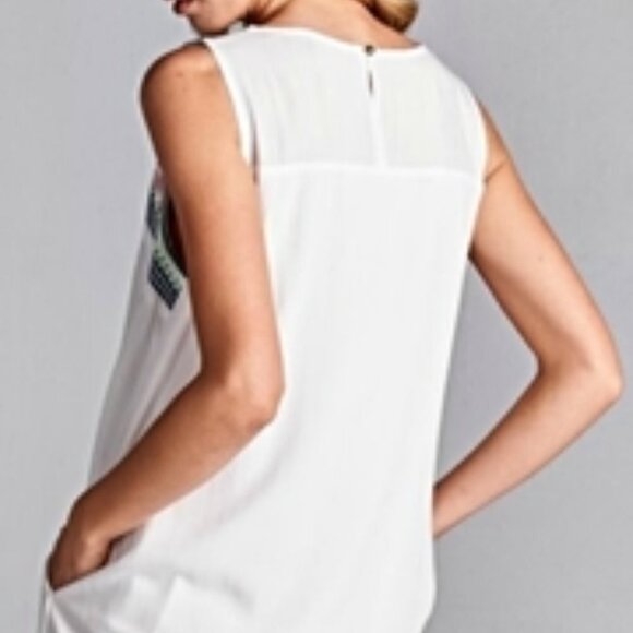 Jodifl White Rayon Embroidered Sleeveless Dress - Picture 14 of 15